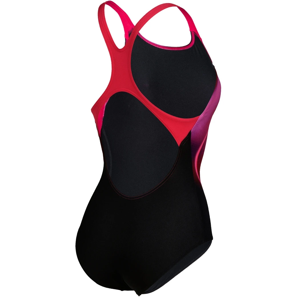Arena Placement Swim Pro Back Badpak Dames - Zwart-Freak Rose - Afbeelding 2