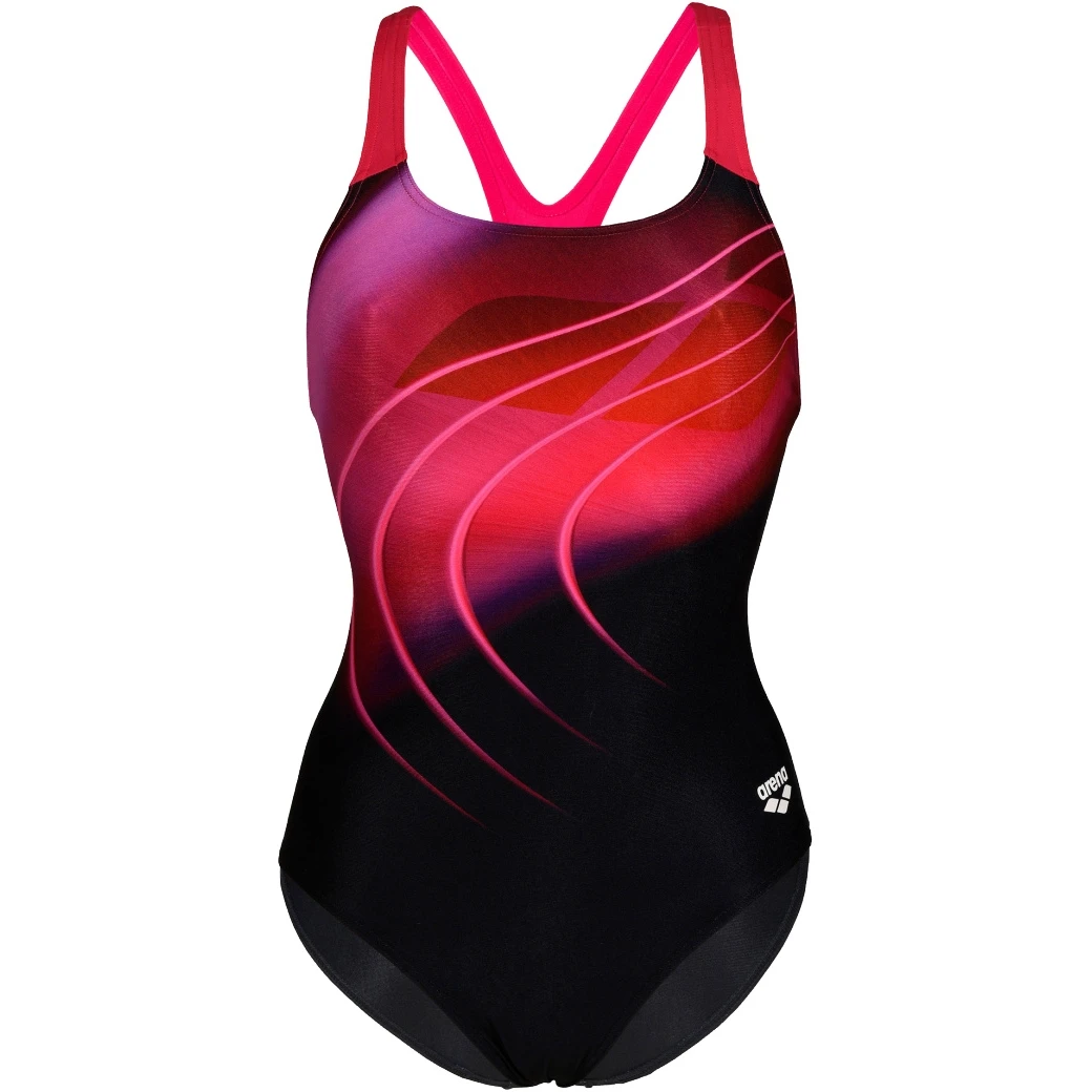 Arena Placement Swim Pro Back Badpak Dames - Zwart-Freak Rose - Afbeelding 3