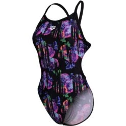 Arena Performance Rose Texture XCross Back Badpak Dames - Multi Zwart/Zwart