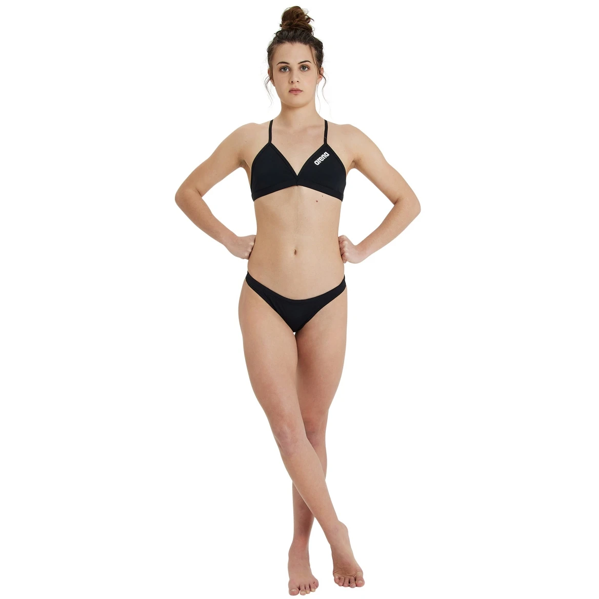 Arena Team Solid Tie Back Bikini Top Dames - Zwart-Wit - Afbeelding 7