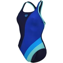 Arena Feel Waves Profile Swim Pro Back Badpak Dames - Navy/Royal/Turquoise/Water